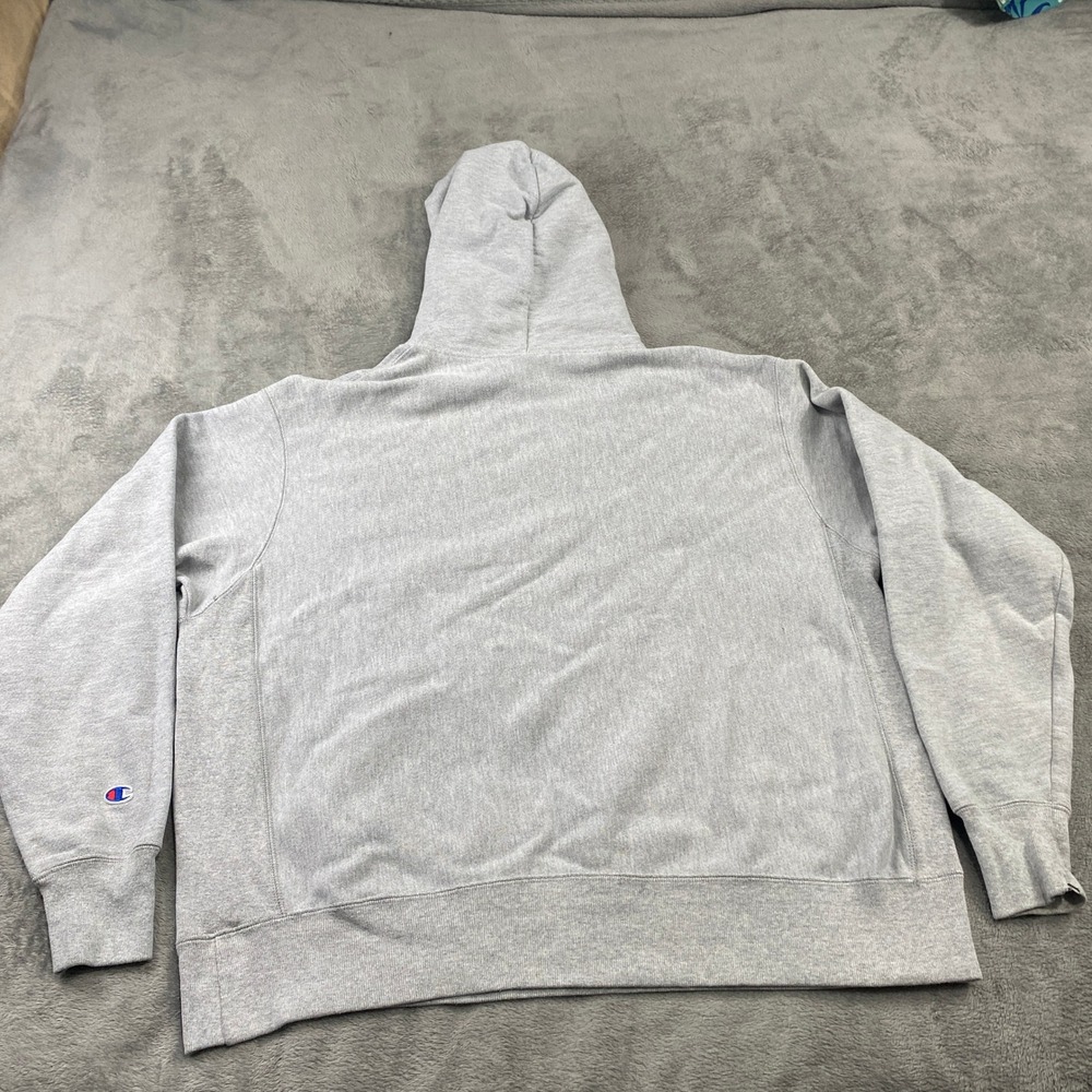 Vintage Champion Hoodie Reverse Weave XL Gray Pullover Heavyweight Sweatshirt - Picture 2 of 10